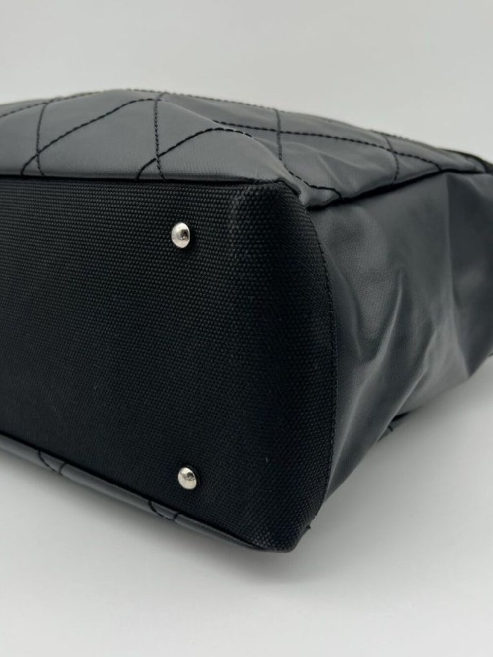 Chanel Paris Biarritz Tote MM 2-Way Nylon Leather Black Silver - Picture 12 of 15